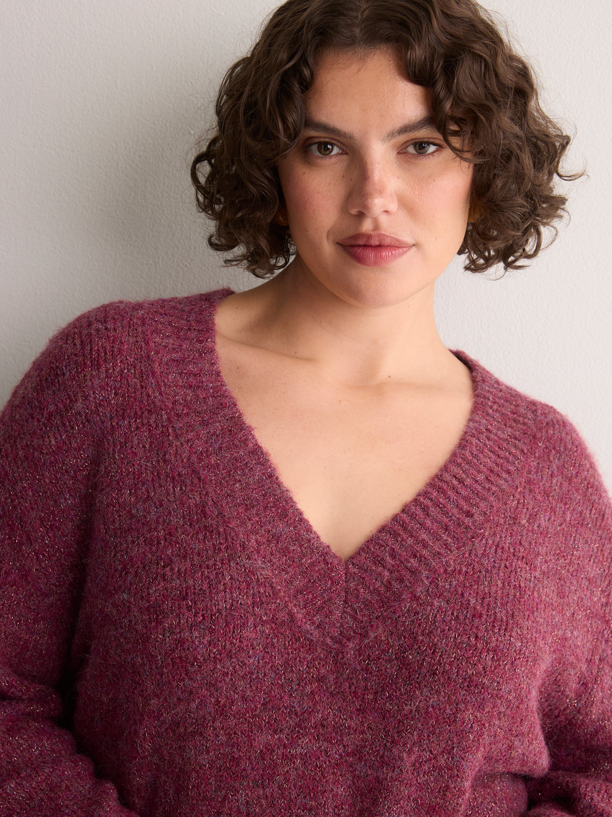 Loose Lurex V-Neck Sweater