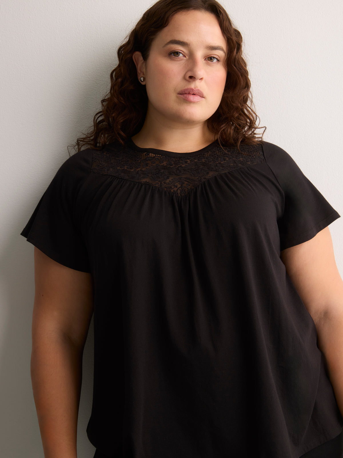 Slight Swing Top with Embroidered Yoke