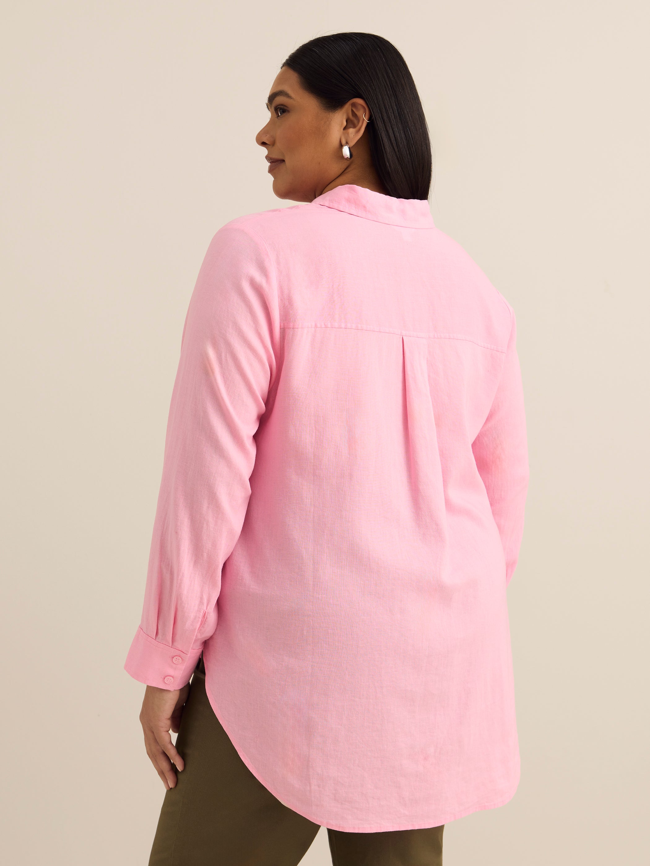 Tunique chemisier en mélange de lin avec boutons sur le devant