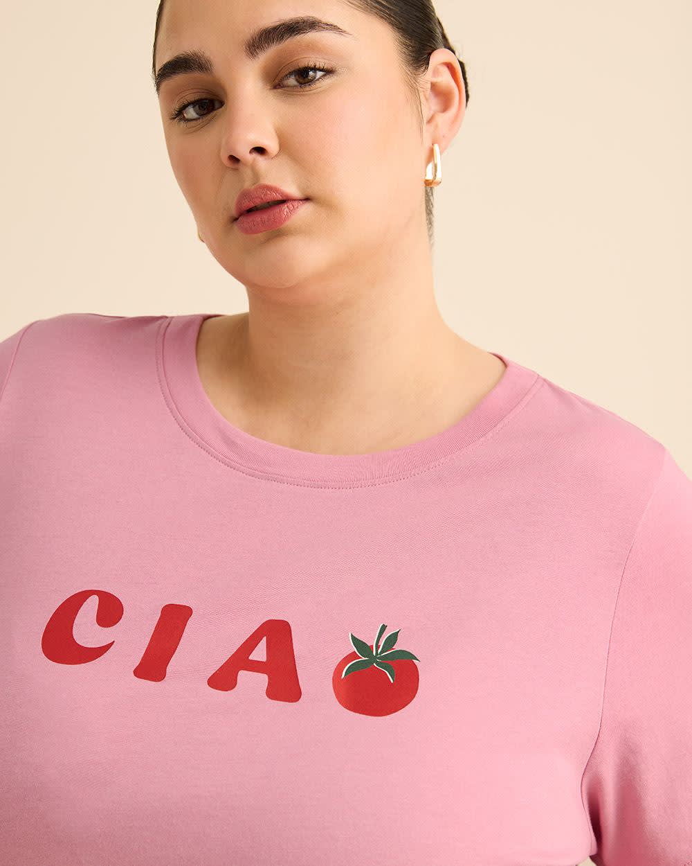 Crewneck Short-Sleeve Knit Top