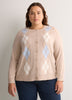Responsible, Argyle Buttoned-Down Cotton Blend Crew Neck Cardigan