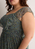 Fit-and-Flare Sangria Flutter Sleeve Dress