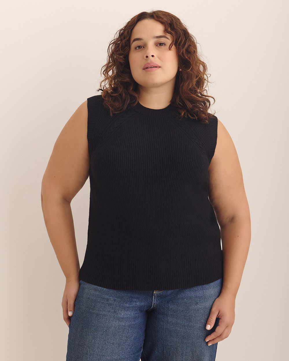 Veste en tricot à  mailles torsadées, tissu responsable