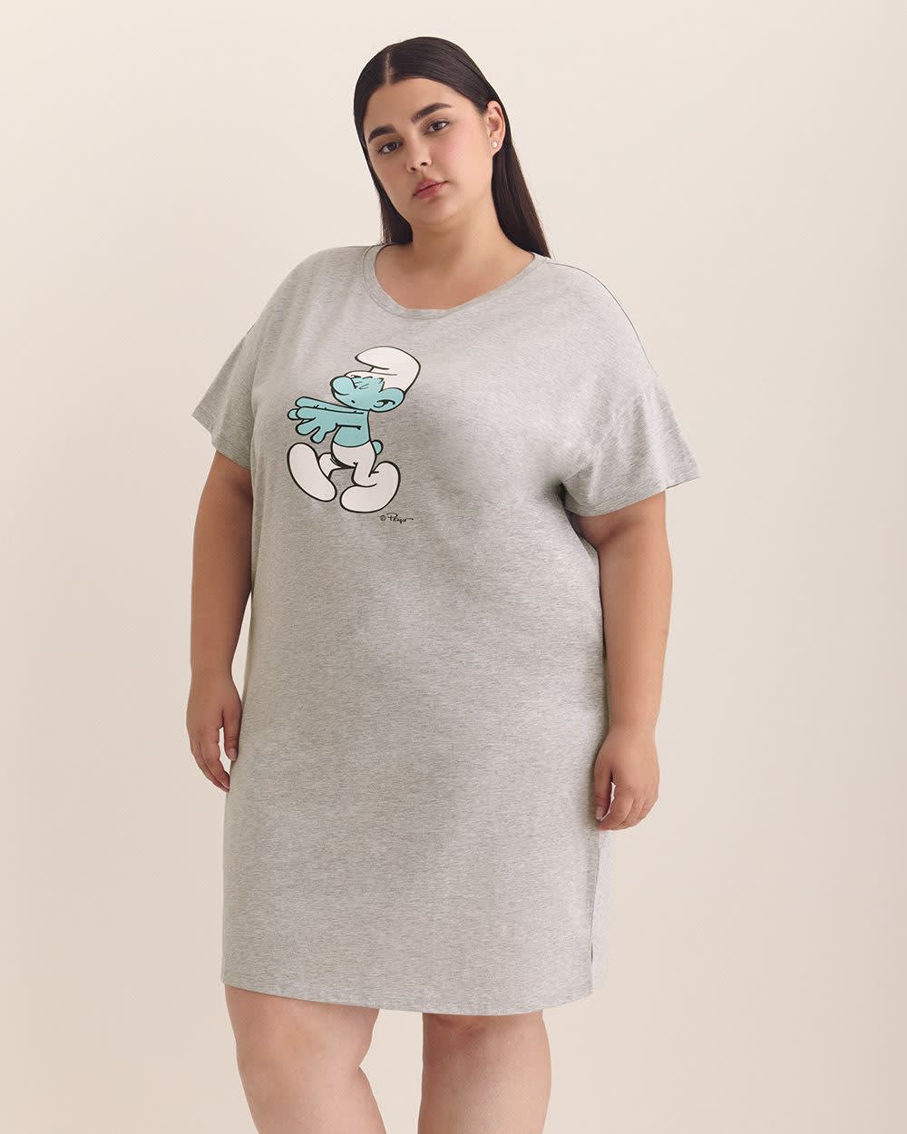 Chemise de nuit à  manches courtes avec imprimé de Schtroumpfs - ti Voglio