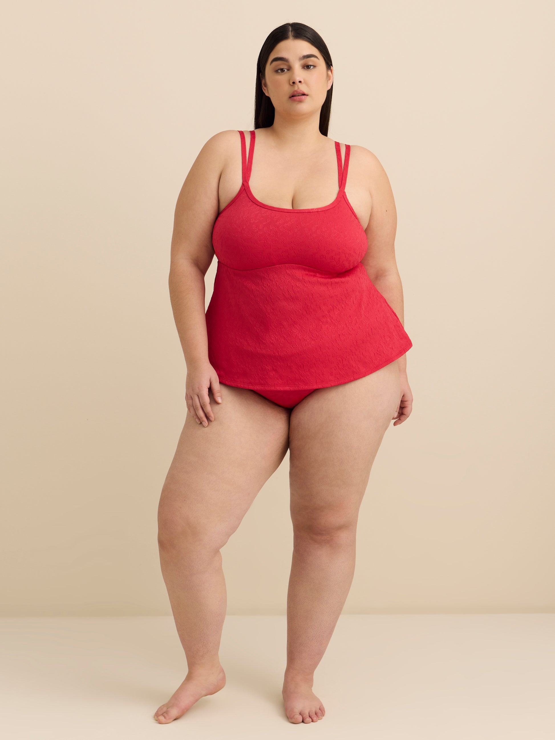 Floral Jacquard Double-Strap Tankini