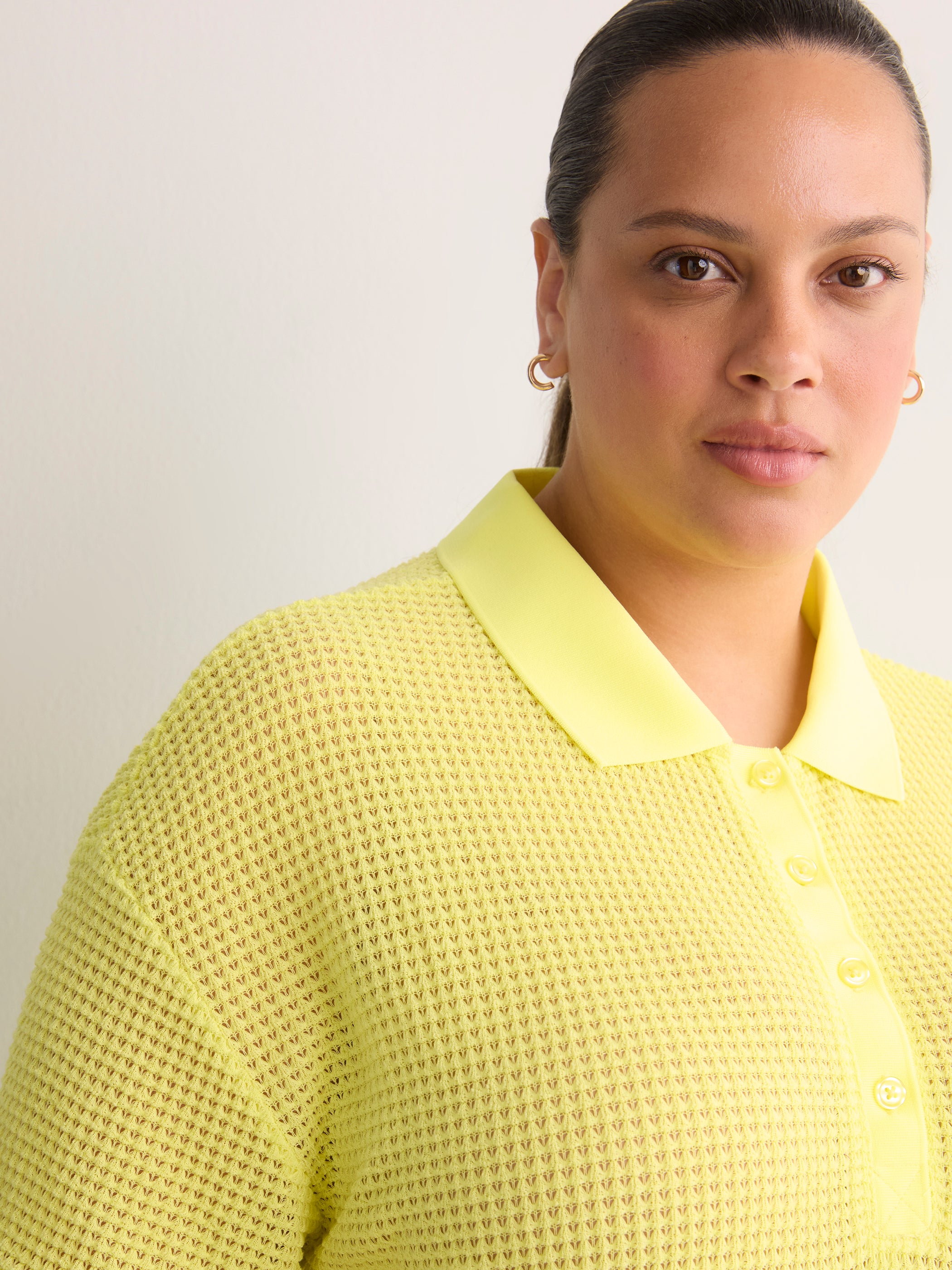 Crochet Waffle Polo Shirt - Active Zone