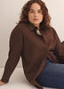 Brown Faux Suede Buttoned-Down Shirt