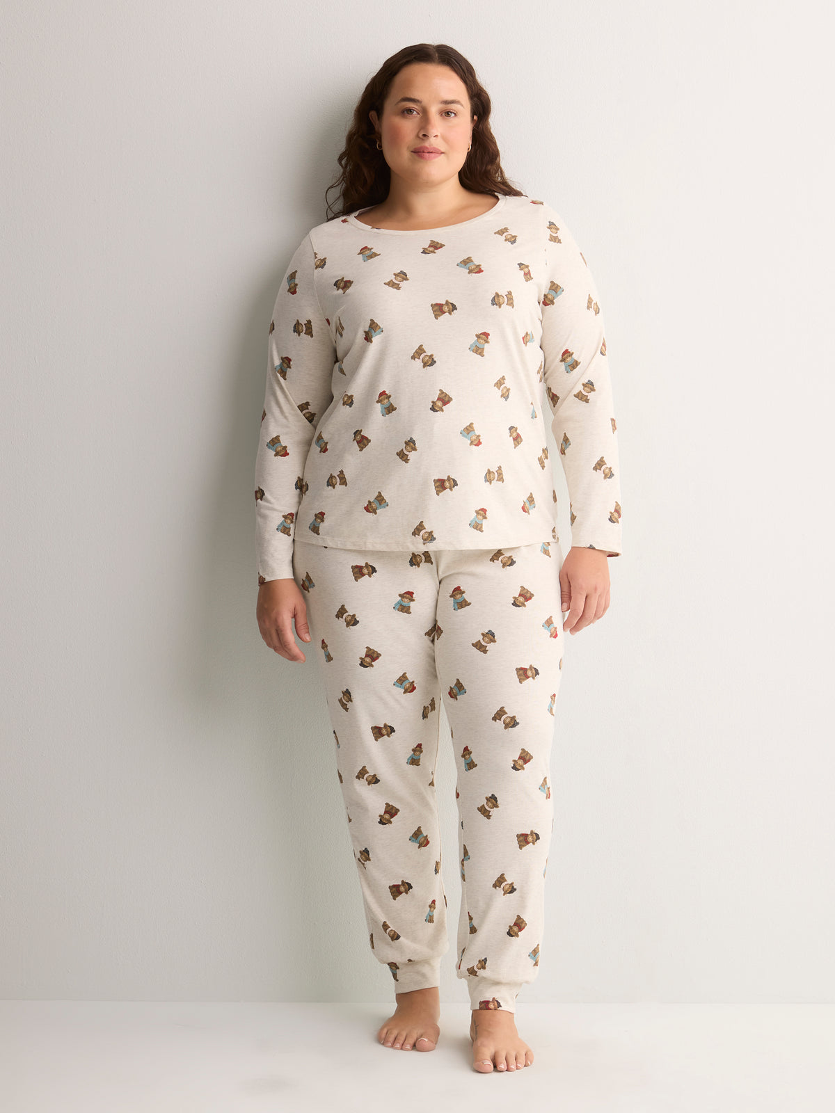 Snow Cow Heather Long-Sleeve Tee and Jogger Pant Pyjama Set - tiVOGLIO
