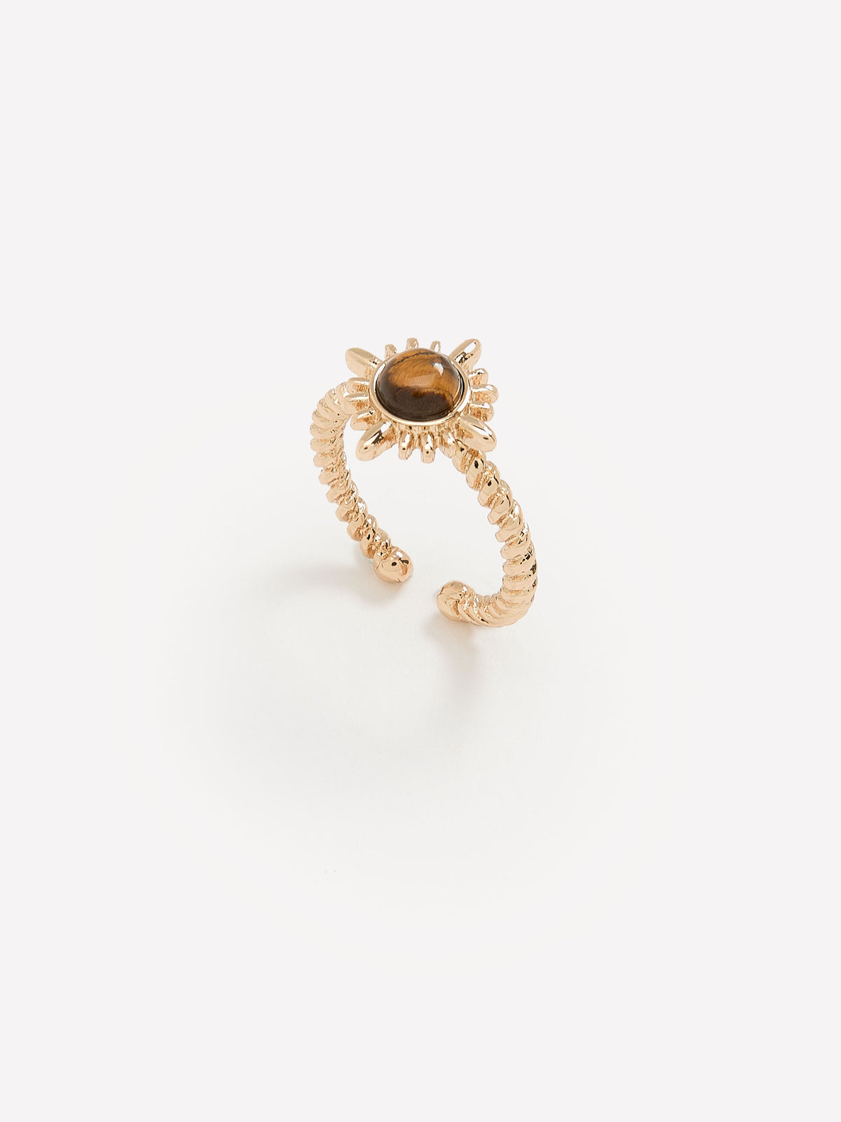 Golden Ring with Brown Stone