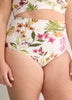 White Floral High-Waist Swim Brief