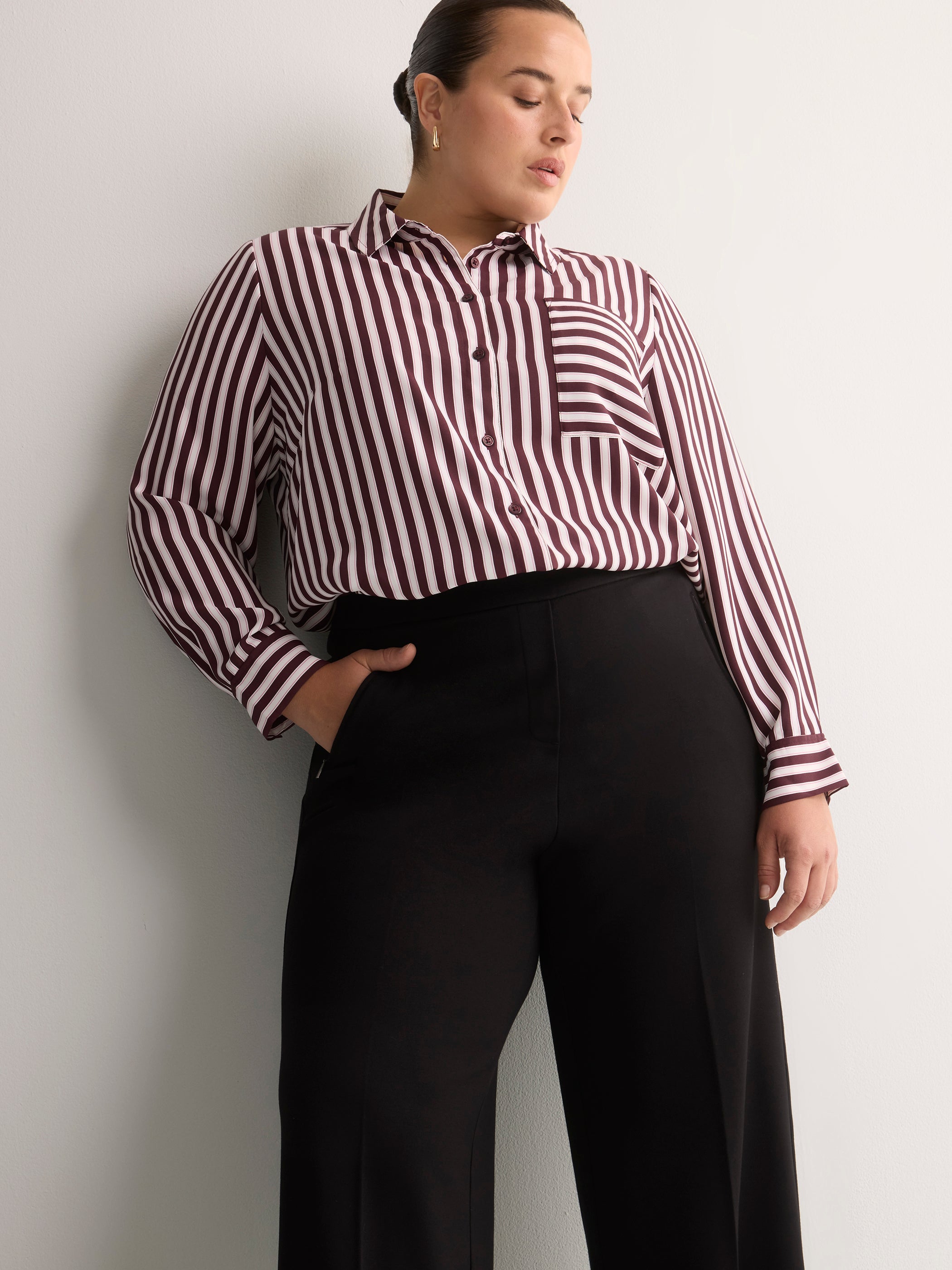 Petite, Black Ponte de Roma Wide-Leg Pant, Essential Pant