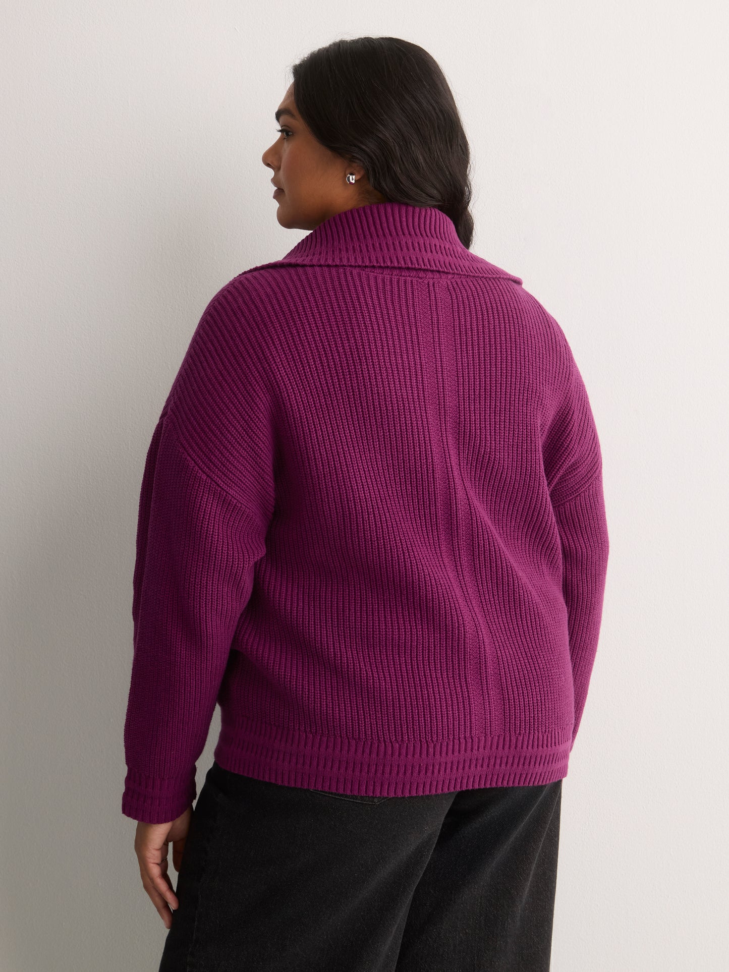 Straight Zippered Sweater Cardigan