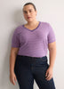 Responsible, Boyfriend-Fit V-Neck Striped Tee with Slits
