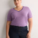 Responsible, Boyfriend-Fit V-Neck Striped Tee with Slits