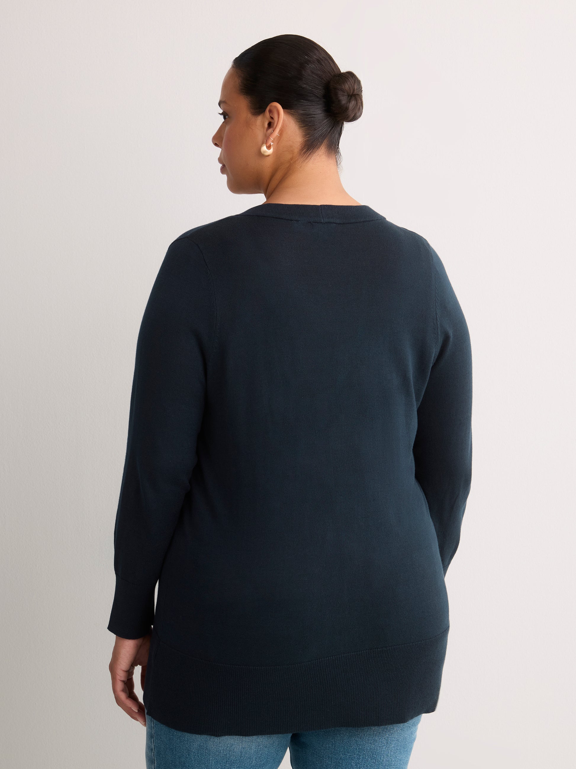 Responsible, Cotton-Blend Tunic Cardigan
