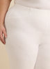 Fashion White Denim Capri Legging with Tulip Hem