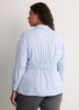 Soft Blue Textured Dropped-Shoulder Fit-and-Flare Shirt Blouse