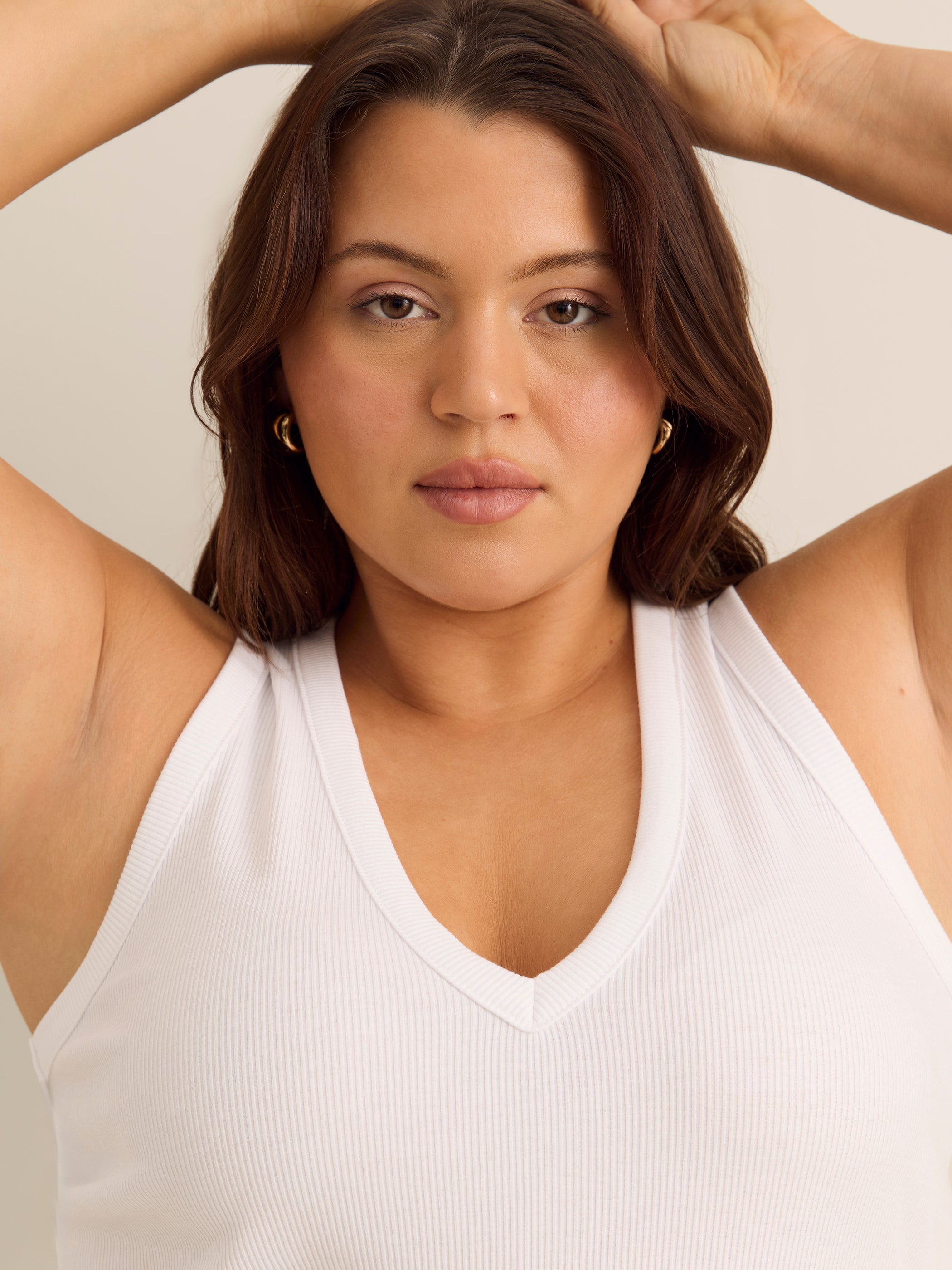 Fitted V-Neck Ribbed Knit Tank Top - Addition Elle