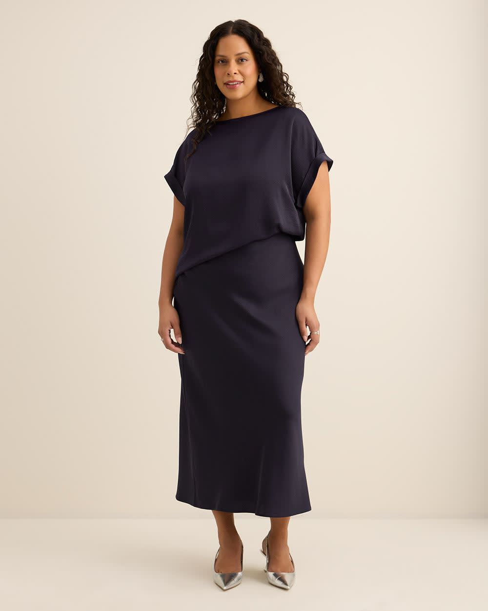 Satin Column Maxi Skirt