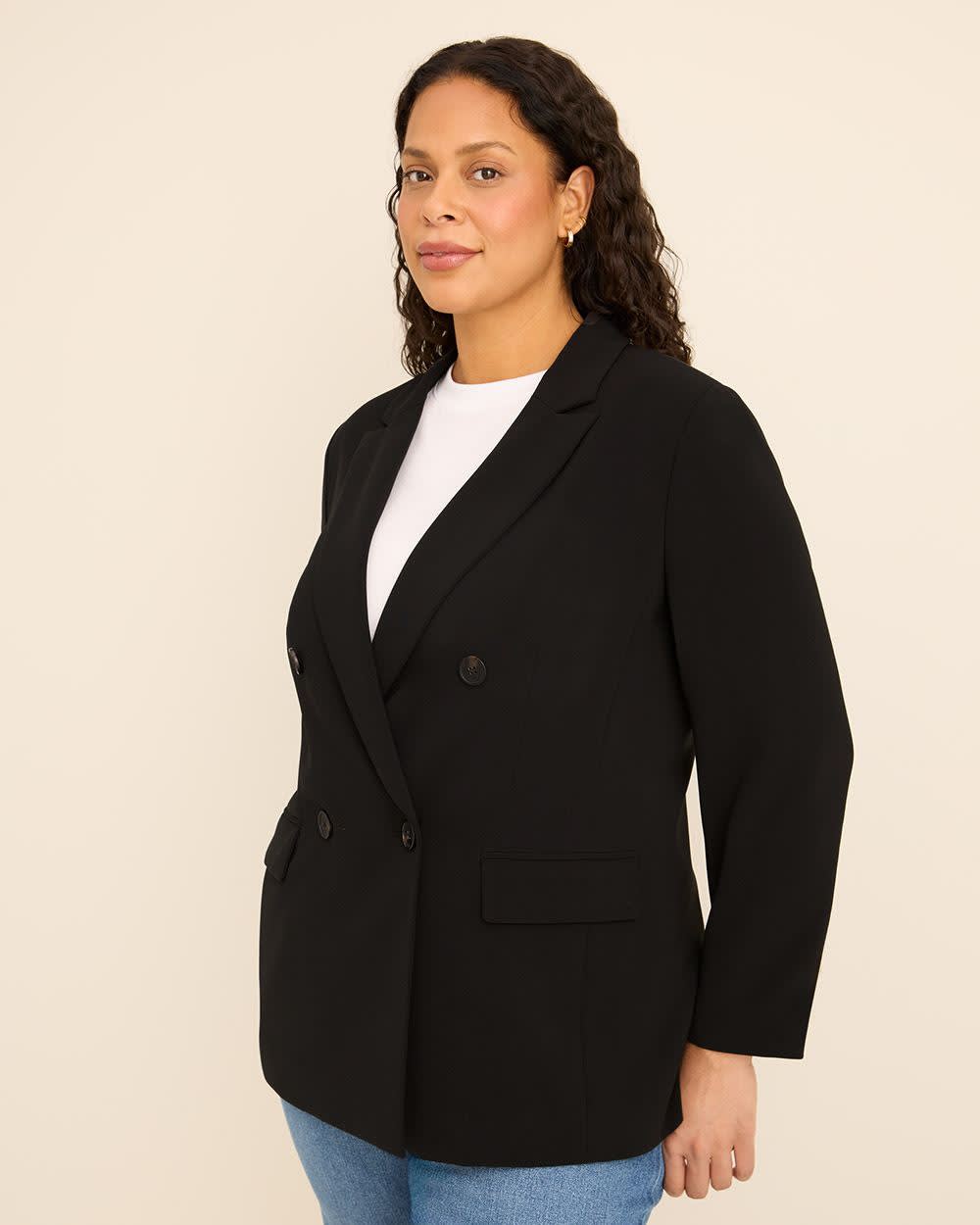 Black Double-Breasted City Blazer