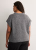 Loose Extended-Sleeve Argyle Fuzzy Yarn Short Sweater