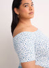 Off-Shoulder Ribbed Knit Fitted Top