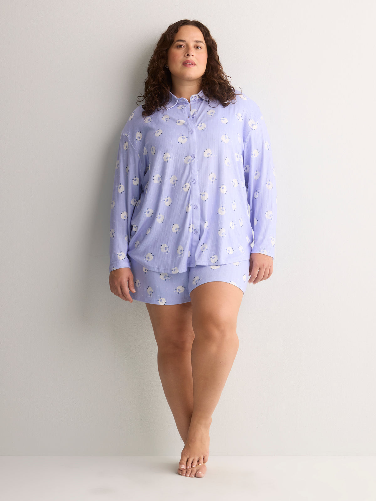 Sheep-Print Pointelle Knit Boxer - tiVOGLIO
