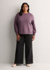 Loose Crew-Neck Fleece Sweatshirt with Long Balloon Sleeves