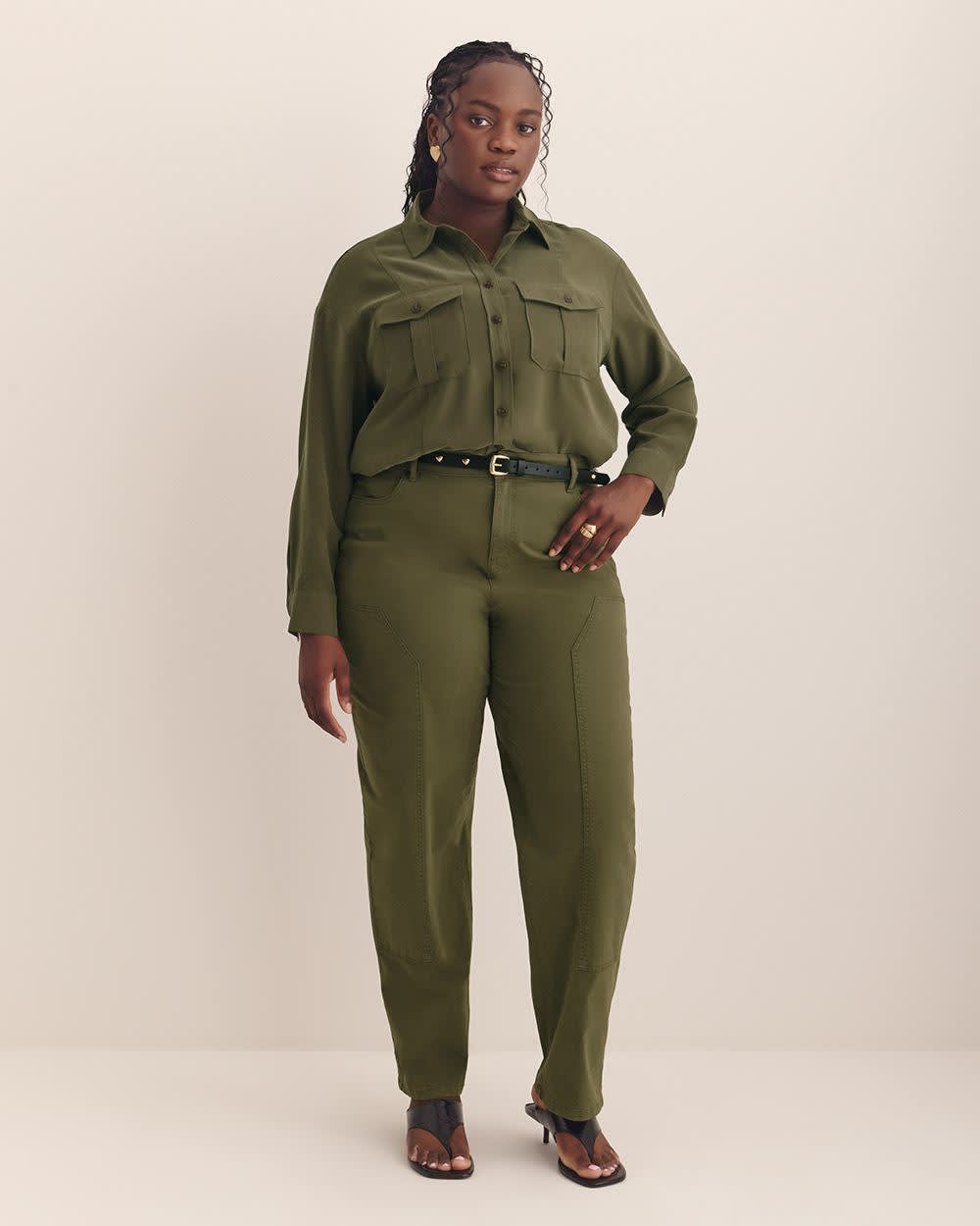 Pantalon en twill vert style ranch - Addition Elle