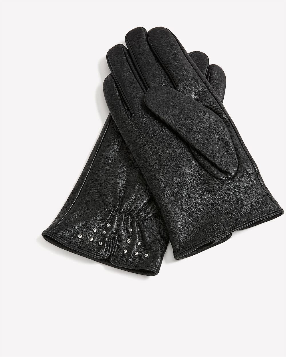 Gants en cuir noir avec clous décoratifs