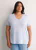 Boyfriend-Fit V-Neck Tee with Slits