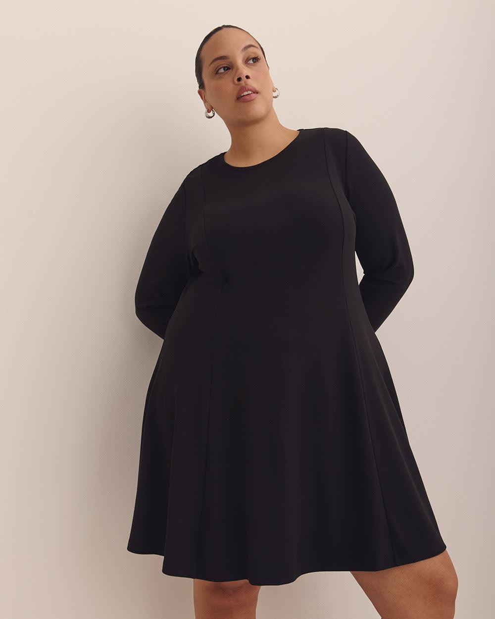 Brand Fit and Flare Long Sleeve Ponte Dress Plus Size Women's Dresses Penningtons Brand Fit and Flare Long Sleeve Ponte Dress Plus Size Women's Dresses Penningtons