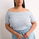Off-Shoulder Ribbed Knit Fitted Top