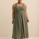 Responsible, Sleeveless Henley Flared Maxi Dress