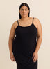Black Sleeveless Rib Knit Fitted Long Sleepshirt - ti Voglio