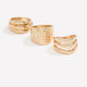 Assorted Golden Hammered Rings, Set of 3
