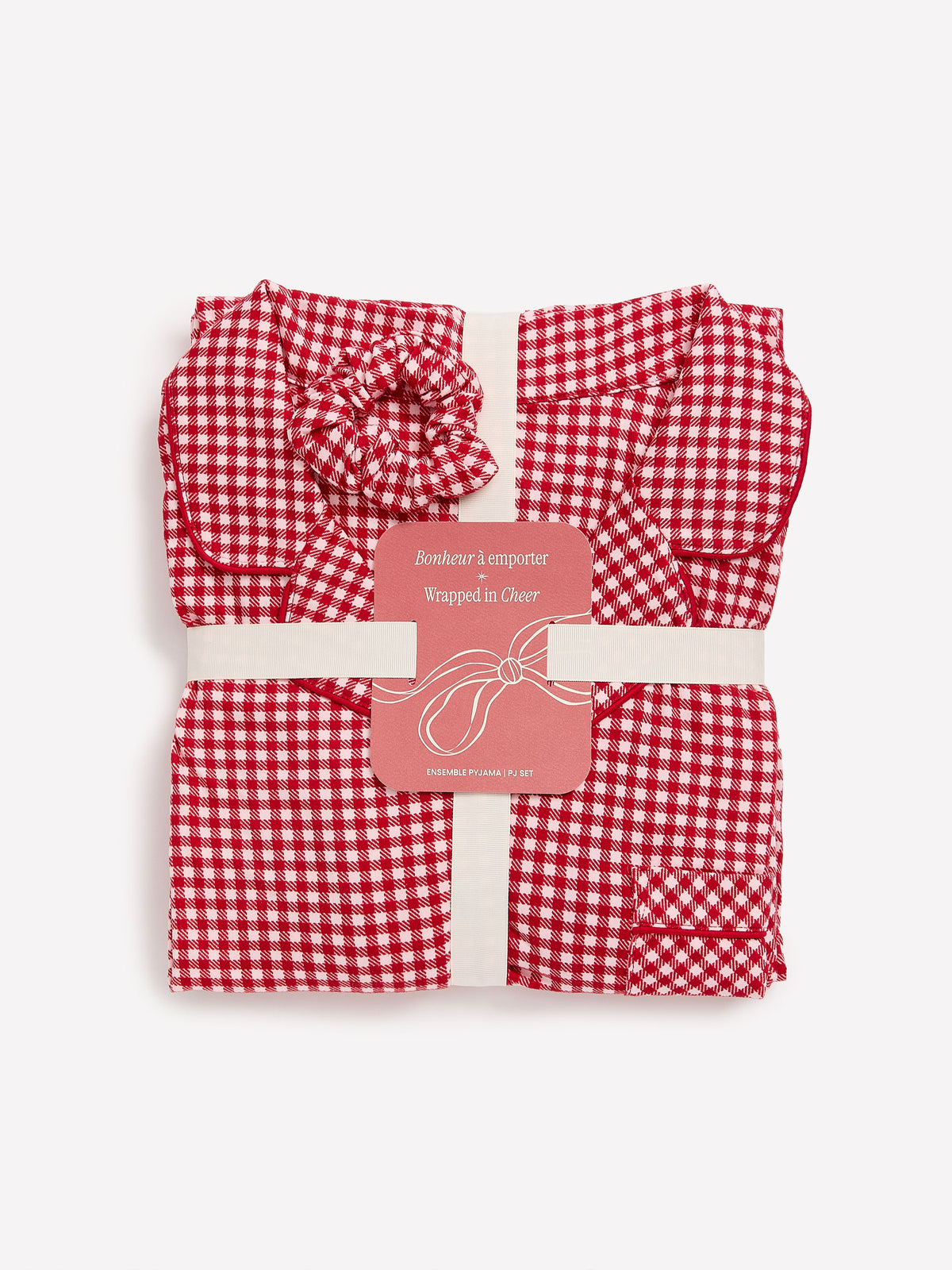 Red Gingham Buttoned Down Shirt and Straight Pant Pyjama Set - tiVOGLIO