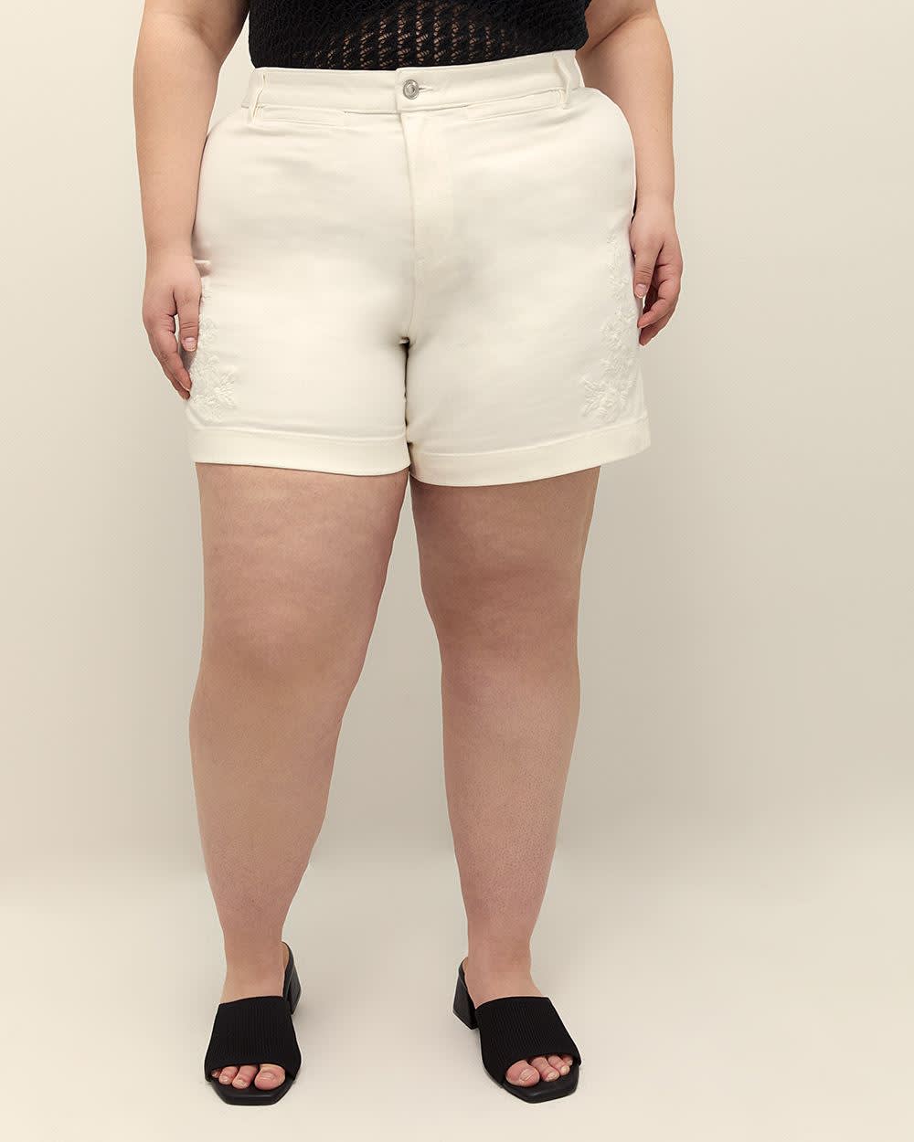 Short en denim avec broderie, coupe galbée - d/C JEANS