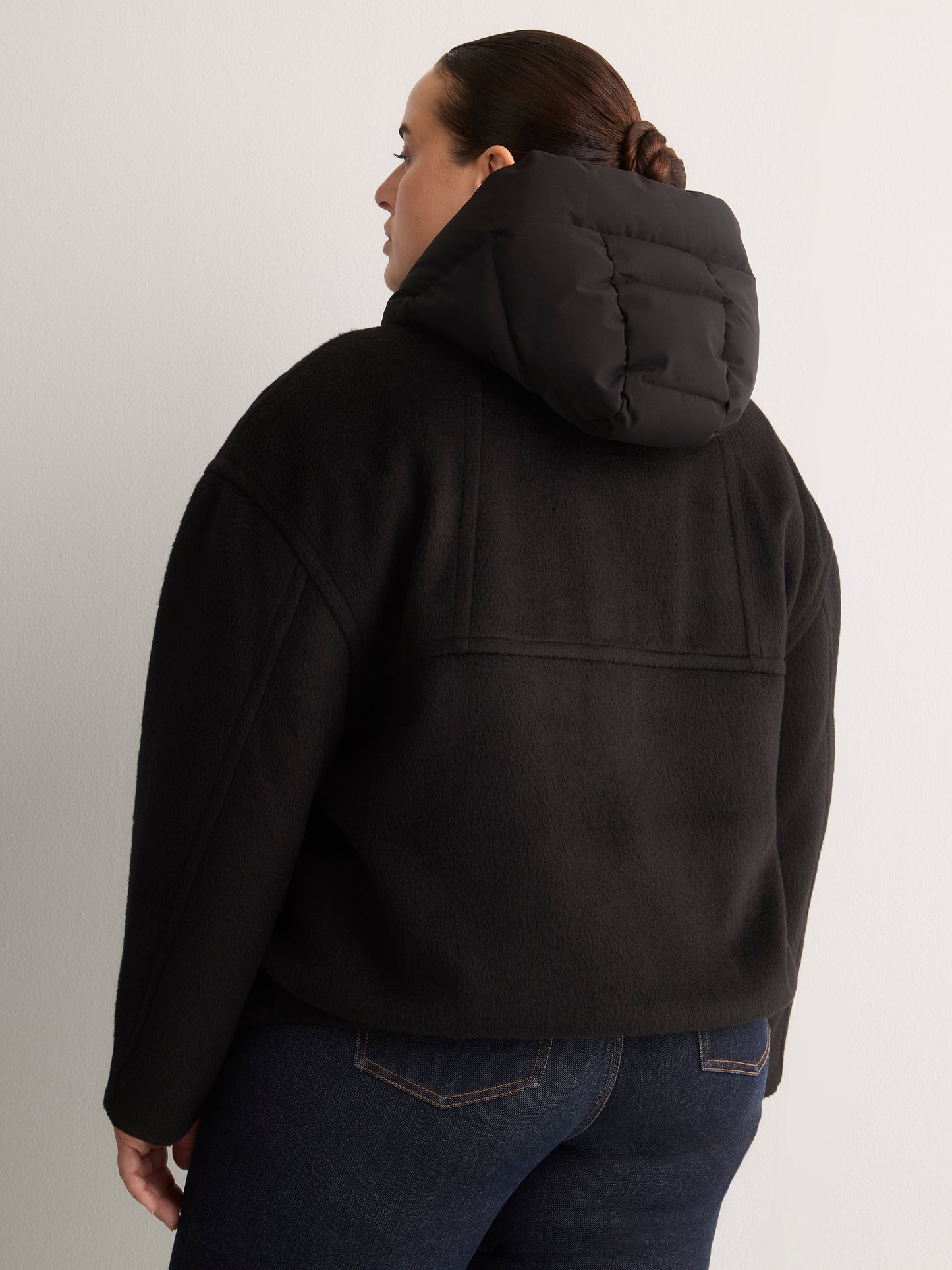 Unlined Coat with Puffer Hood