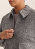 Blouson aviateur court en bouclé gris