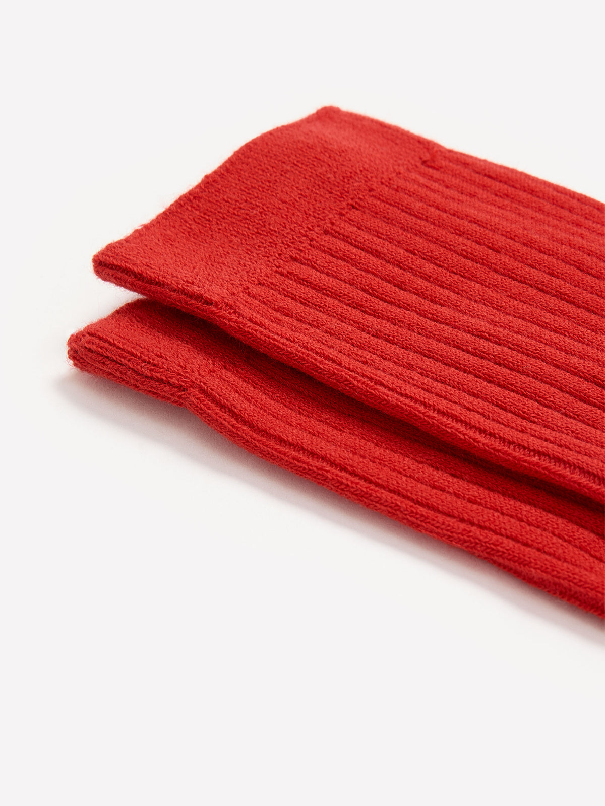 Red Ribbed Knit Crew Socks