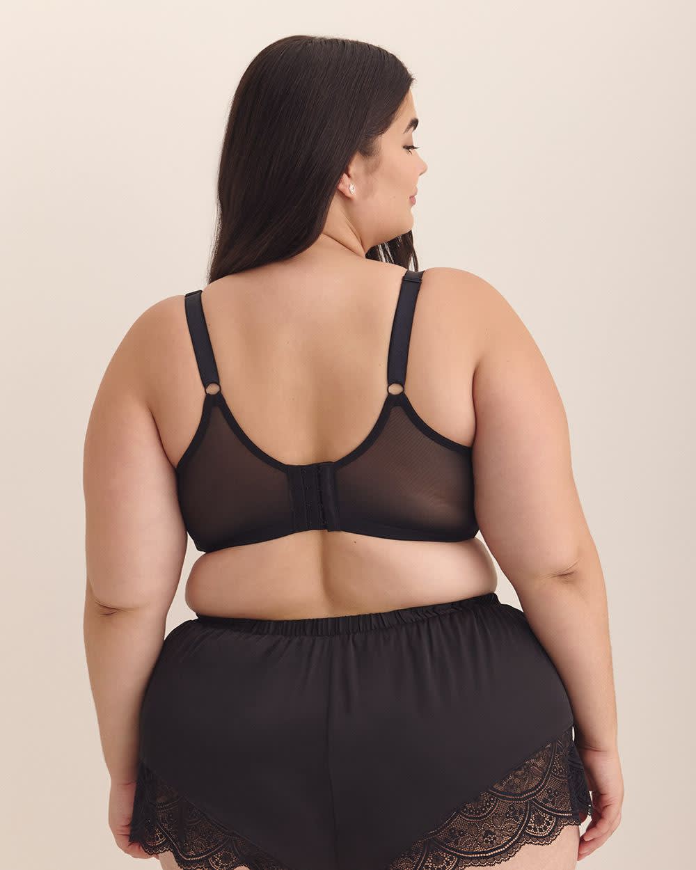 Black Unlined Underwire Bra with Crisscross Lace - Déesse Collection