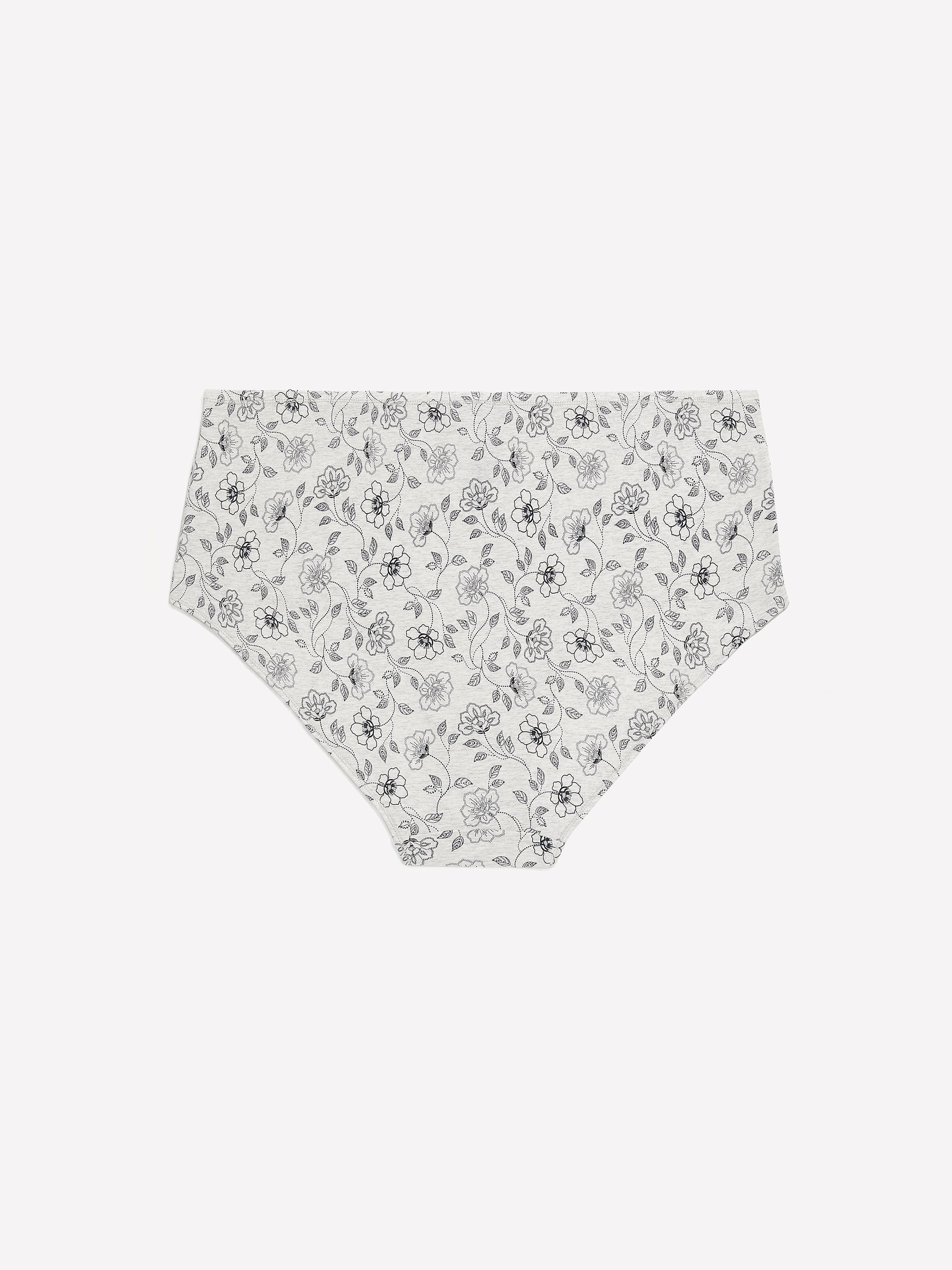 Grey Heather Cotton Brief with Dotted Floral Print - ti Voglio