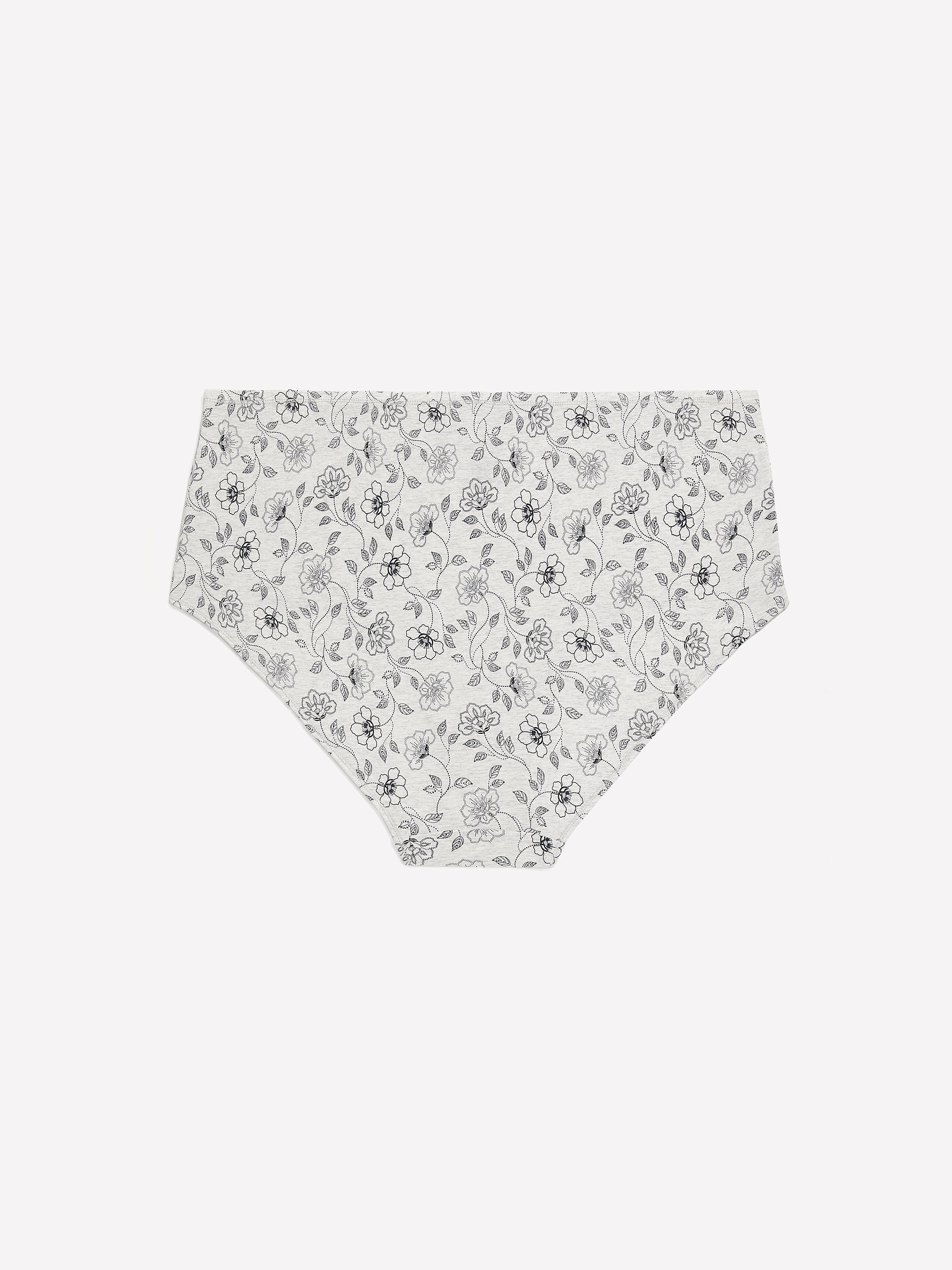 Grey Heather Cotton Brief with Dotted Floral Print - ti Voglio