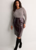 Faux Croco Leather Pencil Midi Skirt