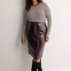 Faux Croco Leather Pencil Midi Skirt