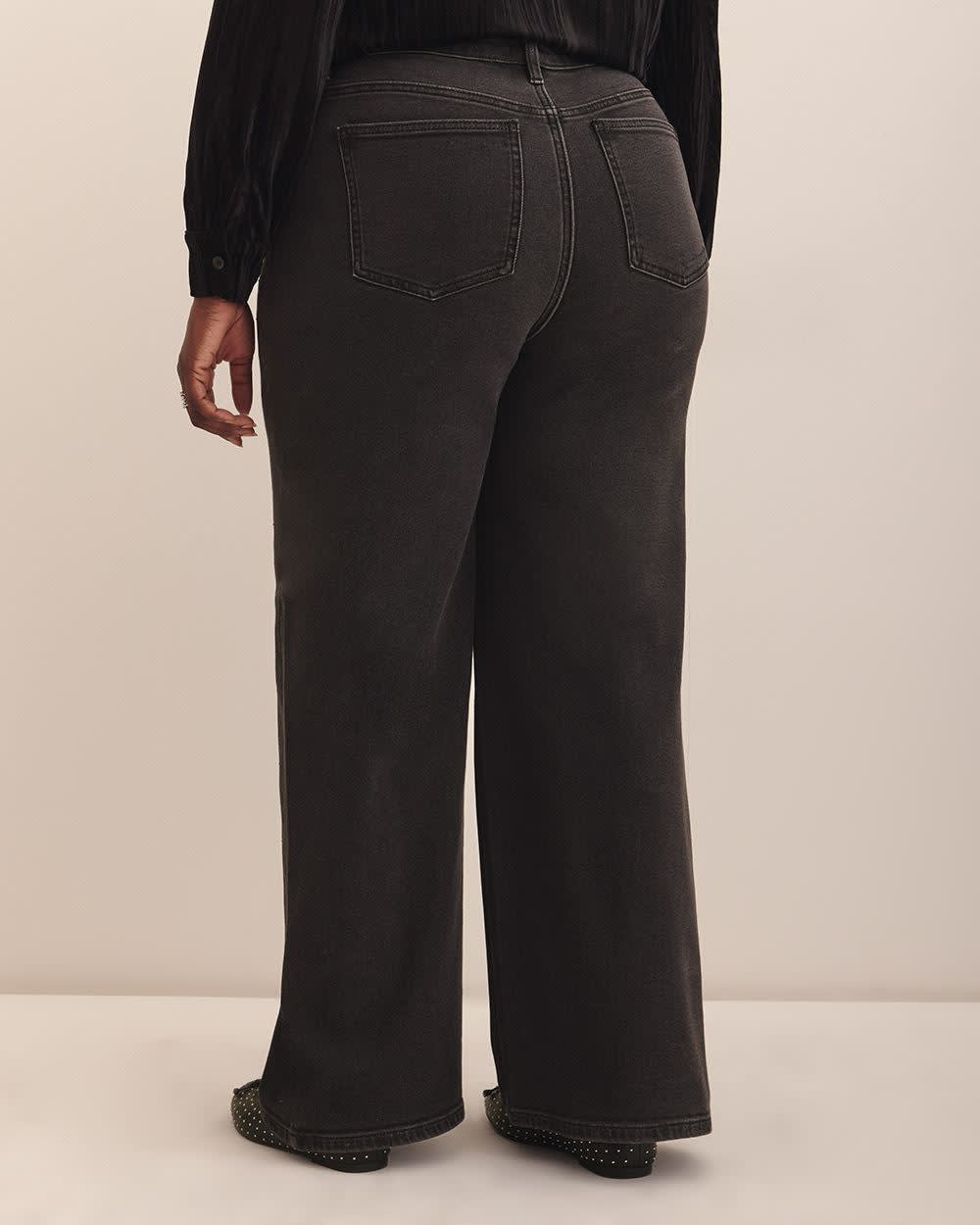 Jean noir classique décoré de strass avec taille haute et jambe évasée - d/C JEANS