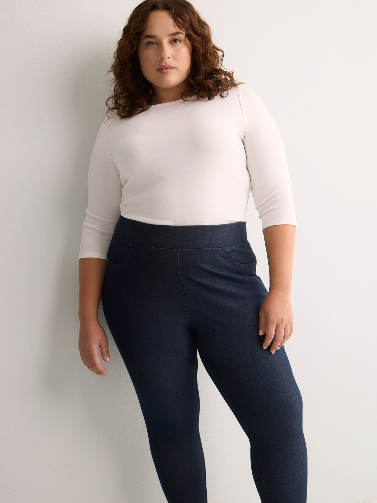 Medium Blue Denim Legging with Side Slits