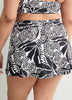 Printed High-Waist Swim Skirt With Built-In Brief