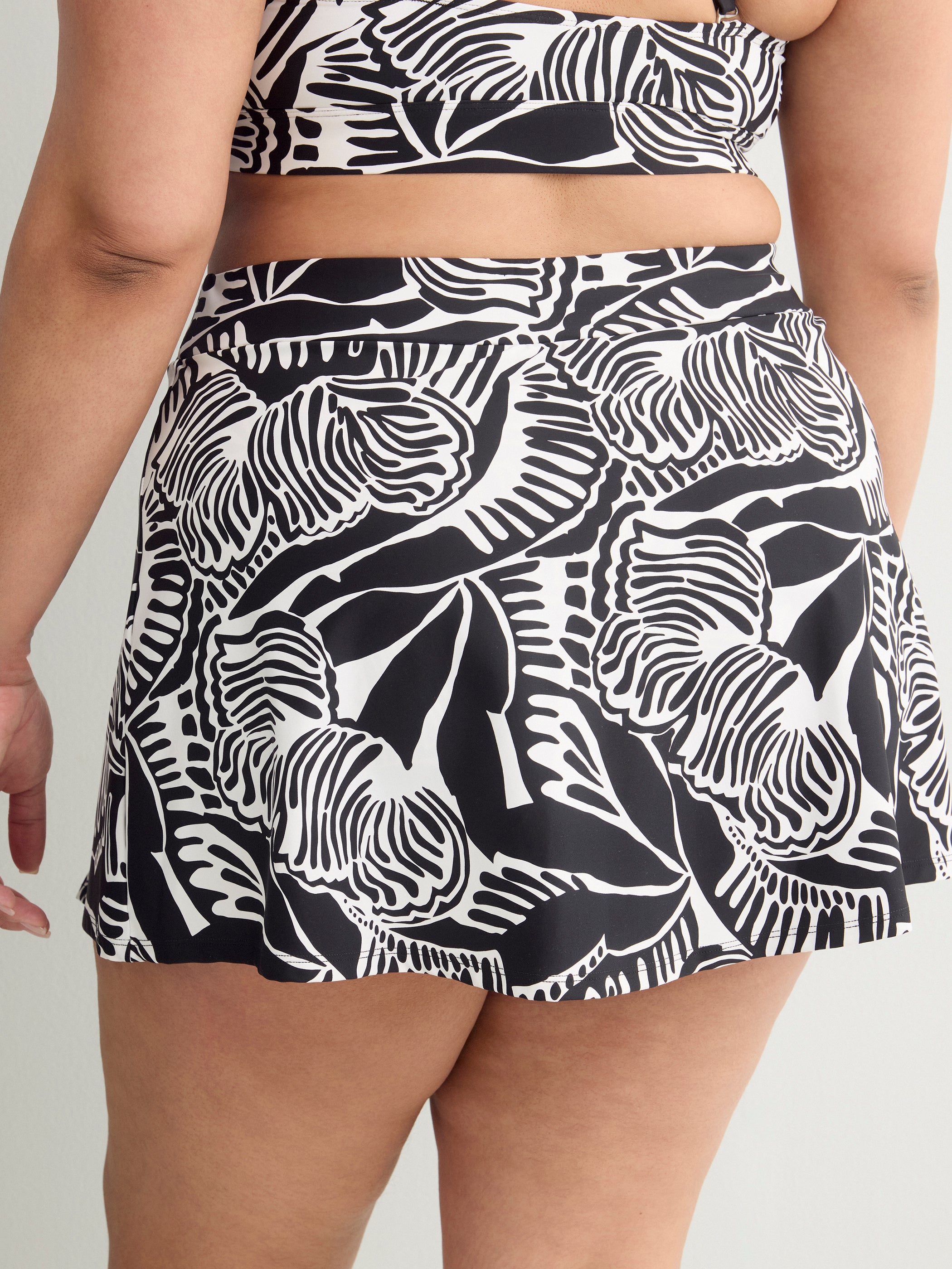 Jupe de bain taille haute imprimée avec culotte intégrée